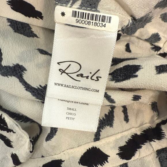 Rails Women's Animal Print Button Down Blouse Cinched Waist Work Wear | Small - Picture 7 of 10